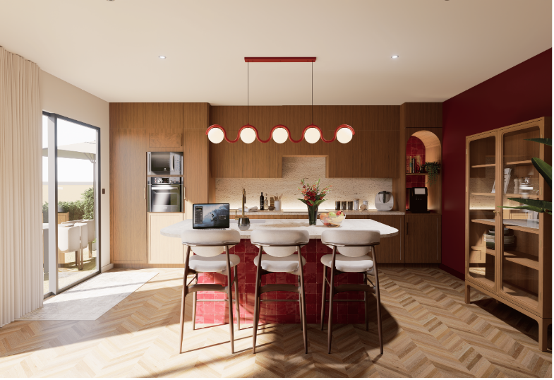 Casa Noa, cuisine familiale rouge et bois